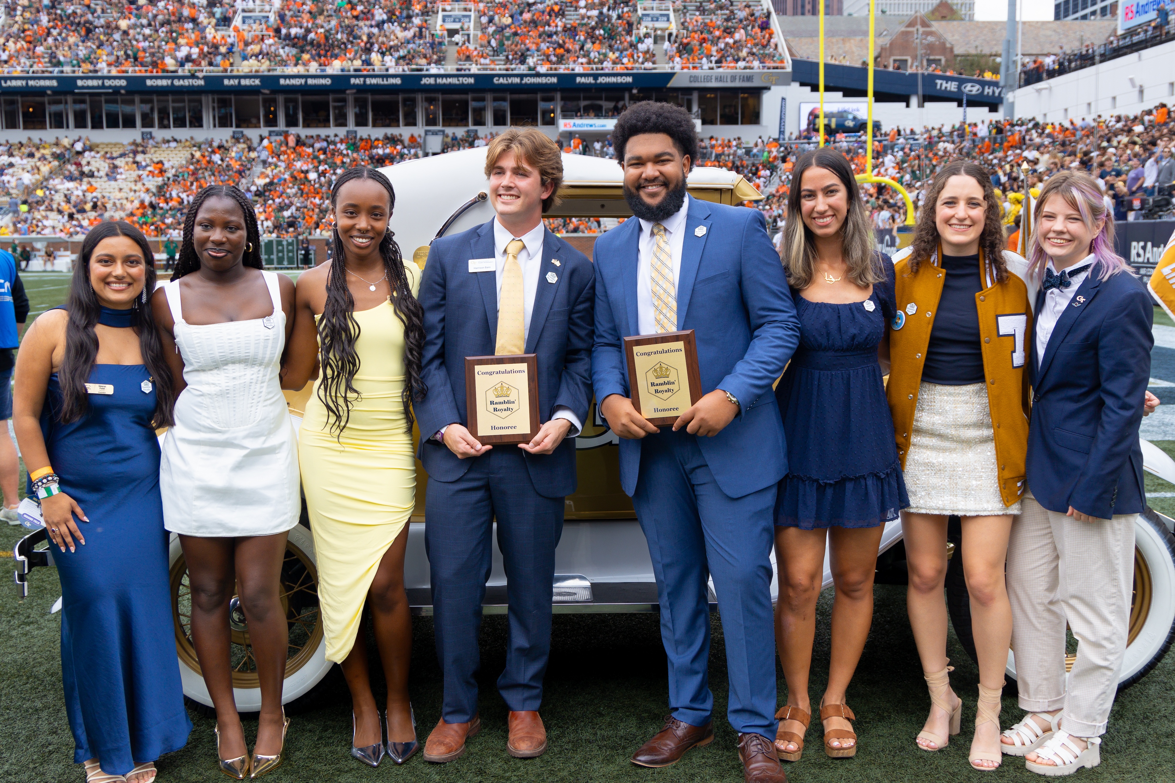 (L to R) Simran Patel, Ilyana Bonfoh, Suraya John, Harrison Baro, Caleb Buchanan, Sofia Varmeziar, Stephanie Vagelos, Vic Paulson